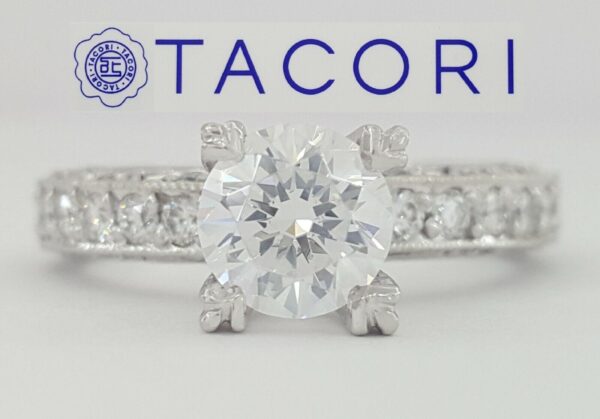 1 ct TACORI HT2229A Crescent Platinum Semi-Mount Diamond Engagement Ring 8,380