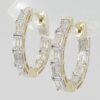 Emerald Cut Diamond Inside Out Oval Hoop Earrings 2 ct 14K Yellow Gold 17mm