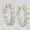 Emerald Cut Diamond Inside Out Oval Hoop Earrings 2 ct 14K Yellow Gold 17mm