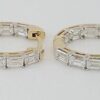 Emerald Cut Diamond Inside Out Oval Hoop Earrings 2 ct 14K Yellow Gold 17mm