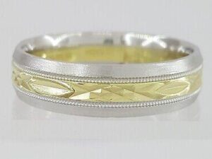 Platinum & 18K Yellow Gold Comfort Fit Men's Wedding Anniversary Band 5.8 mm