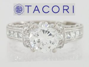 TACORI Platinum Hand Engraved Semi-Mount Engagement Ring 0.45 ct Rtl 4,930