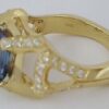 18K Yellow Gold 4.34 ct Natural Emerald Cut Tanzanite & Round Diamond Ring