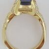 18K Yellow Gold 4.34 ct Natural Emerald Cut Tanzanite & Round Diamond Ring