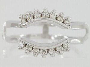 0.35 ct 14K White Gold Round Diamond Jacket Enhancer Wrap Wedding Bands Rings