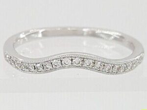 0.14 ct Diamonds 14K White Gold Curved / Contour Wedding Anniversary Band Ring