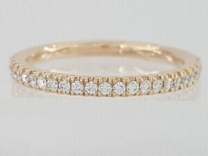 0.20 ct 14k Rose Gold Haft Circle Round Diamonds Wedding Band 2.2 mm Rtl 1,075