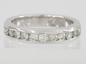 0.36 ct 14K White Gold Round Cut Diamond Channel Set Wedding Band Ring 3.5 mm