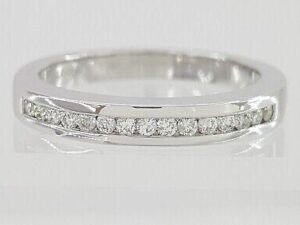 0.15 ct 14K White Gold Round Cut Diamond Wedding / Anniversary Band Ring 2.7mm