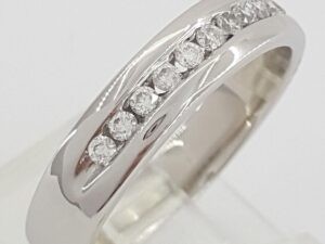 0.25 ct 14K White Gold Round Cut Diamond Channel Set Wedding Band Ring 5mm