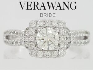 Vera Wang Love 14K 1.07 ct Round Diamond Halo Engagement Ring Retail 3,299