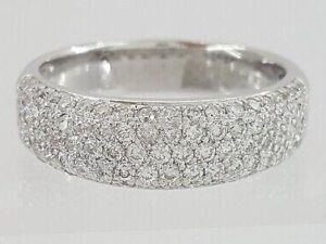 Diamond 5-Row Dome Pave Half Circle Wedding Band Ring 1.25 ct 14K White Gold