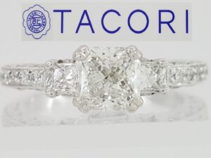 TACORI HT2258 Crescent Platinum Radiant Cut Diamond Engagement Ring 1.4 ct GIA