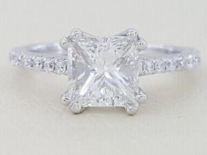 Noam Carver 14k Gold Princess Cut Diamond Solitaire Engagement Ring 1.41 ct