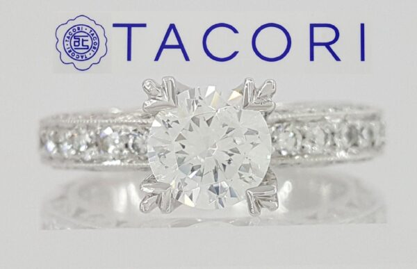 0.4 ct TACORI Crescent Platinum Semi-Mount Diamond Engagement Ring Retail 6,300