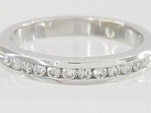 0.25 ct 14K White Gold Round Diamond Wedding Anniversary Band Ring 3 mm