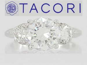 0.47 ct TACORI Platinum 3-Stone Round Cut Semi-Mount Engagement Ring Rtl 6,410