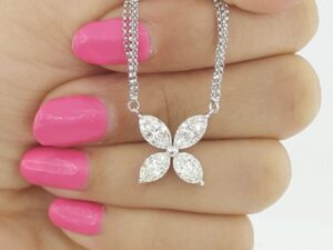 Victoria Marquise Diamonds Butterfly Necklace 18K 18" GIA 2.56 ct Retail 7,995