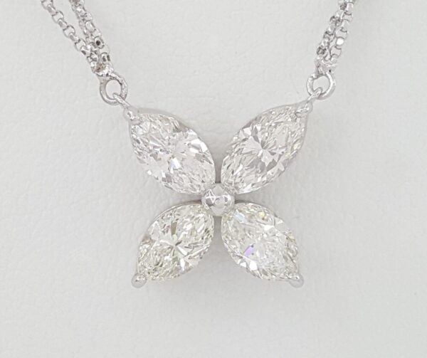 Victoria Marquise Diamonds Butterfly Necklace 18K 18" GIA 2.56 ct Retail 7,995