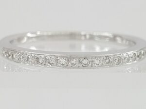 0.15 ct Half Circle Round Diamond Micro Pave Wedding Band 2mm 14k White Gold