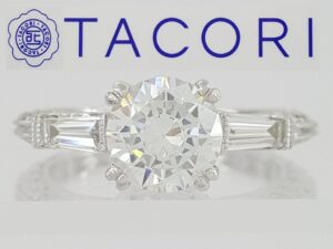 0.70 ct Tacori Crescent Platinum Eternity Semi-Mount Engagement Ring Rtl 7,090