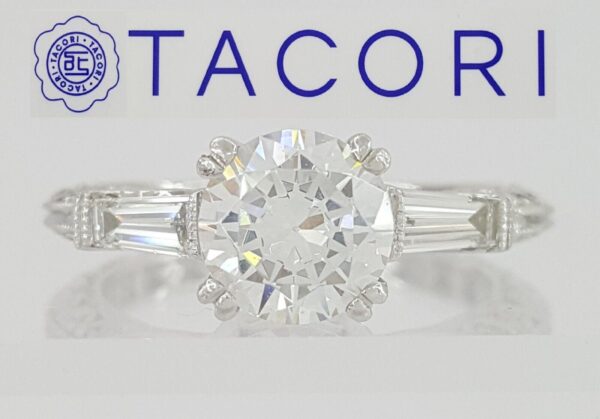 0.70 ct Tacori Crescent Platinum Eternity Semi-Mount Engagement Ring Rtl 7,090