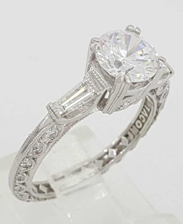 0.70 ct Tacori Crescent Platinum Eternity Semi-Mount Engagement Ring Rtl 7,090