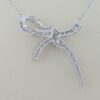 Round & Baguette Cut Diamond Bow Pendant Necklace 17.5" 1.5 ct 18K White Gold