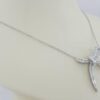 Round & Baguette Cut Diamond Bow Pendant Necklace 17.5" 1.5 ct 18K White Gold