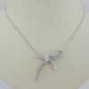 Round & Baguette Cut Diamond Bow Pendant Necklace 17.5" 1.5 ct 18K White Gold