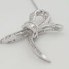 Round & Baguette Cut Diamond Bow Pendant Necklace 17.5" 1.5 ct 18K White Gold