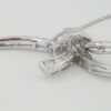 Round & Baguette Cut Diamond Bow Pendant Necklace 17.5" 1.5 ct 18K White Gold