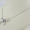 Round & Baguette Cut Diamond Bow Pendant Necklace 17.5" 1.5 ct 18K White Gold