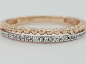 0.05 ct 10k Rose Gold Haft Circle Round Diamond Wedding Band Rtl 399