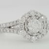 1.05 ct 14k White Gold Round Diamond Halo Split Shank Engagement Ring Rtl 3,495