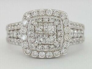 Invisible Princess Cut Diamond Double Halo Engagement Ring 1.18 ct 14K Rtl 3499