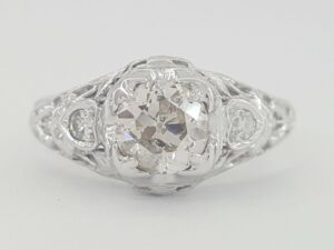 Art Deco Vintage 18k Gold Old European Diamond Engagement Ring 0.79 ct