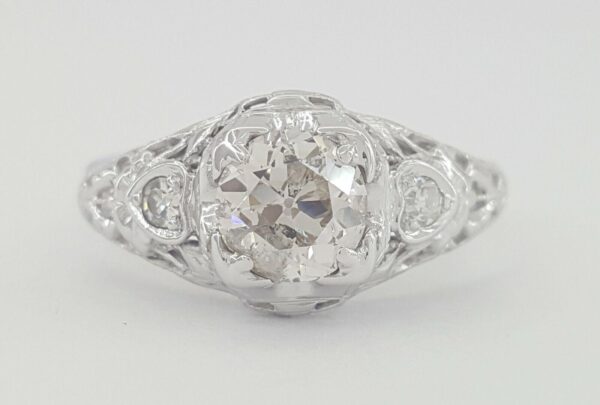 Art Deco Vintage 18k Gold Old European Diamond Engagement Ring 0.79 ct