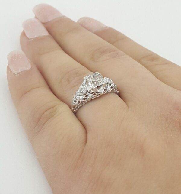 Art Deco Vintage 18k Gold Old European Diamond Engagement Ring 0.79 ct