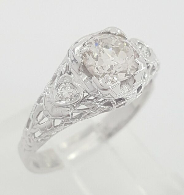 Art Deco Vintage 18k Gold Old European Diamond Engagement Ring 0.79 ct