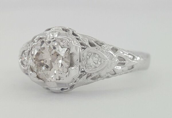 Art Deco Vintage 18k Gold Old European Diamond Engagement Ring 0.79 ct