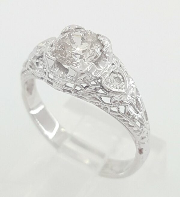 Art Deco Vintage 18k Gold Old European Diamond Engagement Ring 0.79 ct