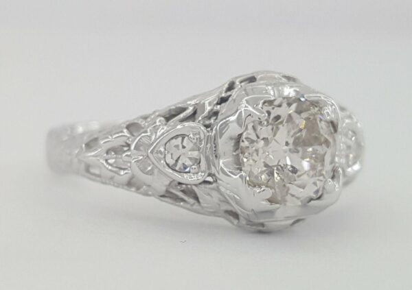 Art Deco Vintage 18k Gold Old European Diamond Engagement Ring 0.79 ct