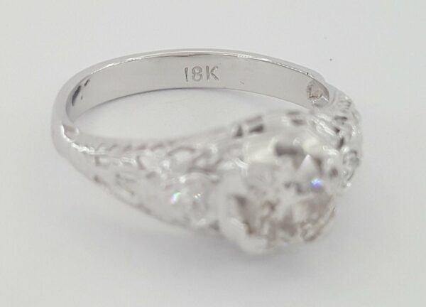 Art Deco Vintage 18k Gold Old European Diamond Engagement Ring 0.79 ct