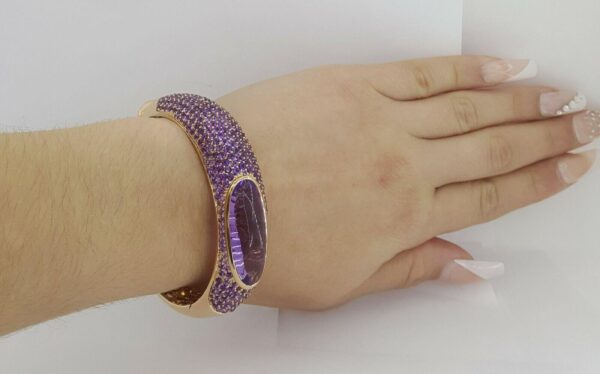 Roberto Coin Capri Plus 18K Rose Gold Pave Amethyst Bangle 58.8 Grams