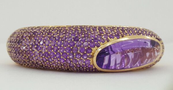 Roberto Coin Capri Plus 18K Rose Gold Pave Amethyst Bangle 58.8 Grams