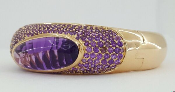 Roberto Coin Capri Plus 18K Rose Gold Pave Amethyst Bangle 58.8 Grams