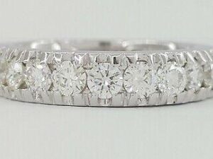 Round Cut Diamond French Pave Set Wedding Anniversary Ring 14K White Gold 1 ct