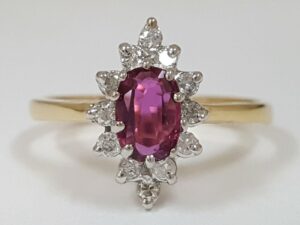 14K Gold 0.35 ct Ruby & 0.18 ct Round Cut Diamond Ring