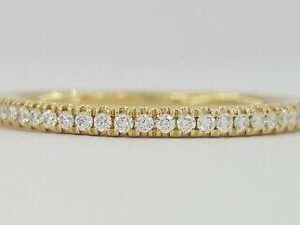 0.15 ct 14K Yellow Gold Haft Circle Round Diamond Wedding Band 1.7mm Rtl 895